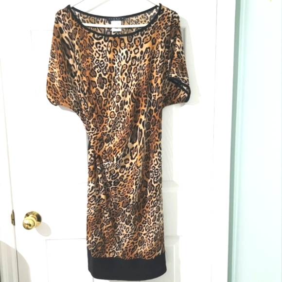 Tiana B. New York Women's Leopard Print Waist Tie Midi Dress Size XL - Picture 1 of 12